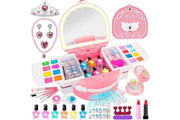 Herenear Kit Manucure Enfant Fille 5 6 7 8 9 10 11 12 Ans, Pelable Vernis Enfant avec Sèche Ongles, Maquillage Fille, Kit Vernis à Ongle Machine, Jouet Kit Autocollants Vernis Cadeau Noël (Rose)