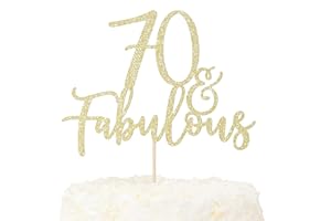 LOVENJOY Decoration Gateau Anniversaire 70 Ans Paillettes Dorées 70& Fabulous Cake Topper Happy 70th Birthday Deco Gateau Pour Décoration 70e Fête D'anniversaire