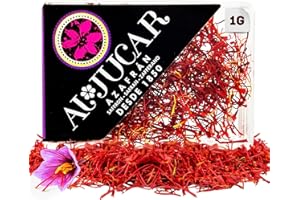 AL-JUCAR Zafferano Spagnolo in Fili - Zafferano Premium 100% Naturale - Zafferano Puro in Fili per Paella - Spezia da Cucina - Filamenti di Zafferano di Alta Qualità (1 gr)
