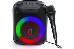 HWWR Karaoke Machine with Microphone, Lightweight Bluetooth Karaoke Speaker with Party Lights, Portable PA System Support USB Input, Indoor/Outdoor Use, Gift for Boys and Girls