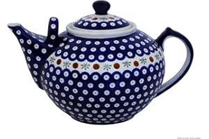 UNBEKANNT Original Bunzlauer Keramik - sehr große Teekanne/Kaffeekanne - 2.9 Liter mit zweitem Henkel im Dekor 41