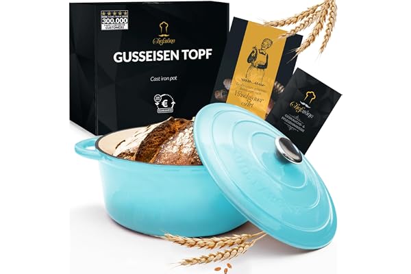 Chefarone Cocotte en Fonte Émaillée 26 cm (4,7 L) – Marmite avec Couvercle Compatible Induction et Four – Fonte de Qualité Supérieure – Idéale pour Pain, Ragoûts, Rôtis et Plats mijotés