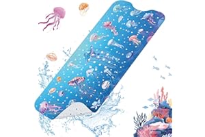 ‎SHUCHING SHUCHING Badewannenmatte Kinder rutschfest, 100 X 40 cm Badematte rutschfest Kinder, Baby Antirutschmatte für Badezimmer Dusche, 100% BPA Frei, Maschinenwaschbar, Qualle