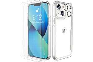 ORETECH Funda Transparente para iPhone 13, con [2x Vidrio Cristal Templado y 1x Cámara Protector de Pantalla] Suave TPU Silicona Bumper Carcasa Antichoque Anti-Arañazos Caso Case para iPhone 13, Clara