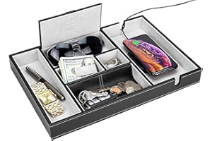 HOUNDSBAY "Victory Valet Tray With Large Smartphone Charging Station Grey