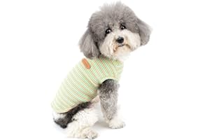 Zunea Canottiere per Cani Piccola Taglia Magliette Estiva in Morbido Cotone Abbigliamento per Cuccioli Senza Maniche a Righe Canottiera Canotta per Cani Gatti Canottiera Ragazze Ragazzi Verde M