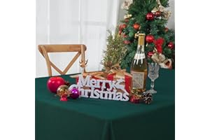 ‎YRENDENGE Yrendenge Grün Weihnachten Leinenoptik Tischdecke Wasserabweisend Abwaschbar Tischwäsche, Fleckschutz Optik Tischdecken, Lotuseffekt Party Tisch Weihnachtsdekoration Tischdecke, 140x200 cm