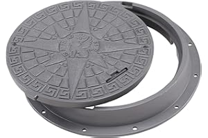 BABYLONPLAST Schachtabdeckung Kanaldeckel DN600/800 Belastbar bis 5 t (50 kN) Kunststoff Schachtdeckel Rund für Kanal Ø600/800mm 5000 kg Belastbarkeit Frost und Hitzebeständig Sicherungssystem (Grau)