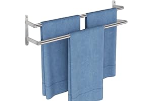 JIAPAIDUO Double Towel Rail Wall Mounted, 60cm Bathroom Towel Rails, Stainless Steel Towel Holder, Bathroom Towel Rack, Hand Towel Rail for Bathroom Shower Storage, Kitchen, Brushed Nickel