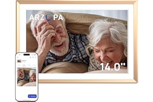 ARZOPA 14 Zoll Metall Digitaler Bilderrahmen Kostenloser Cloud Storage Unbegrenzt Fotos & Videos über App Teilen 1920 * 1200 FHD Touchscreen Elektronischer Bilderrahmen Geschenk für die Familie - D14