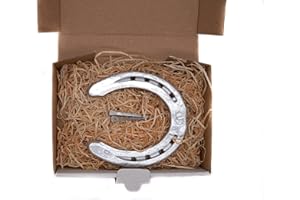 CONKOR Echtes Getragenes Hufeisen Glücksbringer Gold Silber Rost von Hand gereinigt Geschenk für Taufe Geburt Geschenkidee Hochzeit (Silber Geschenkbox)