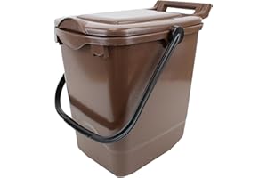 ALL-GREEN Large Compost Caddy - Brown - for Food Waste Recycling (23 Litre) - 23L Plastic Composting Kerbside Bin with Composting Guide
