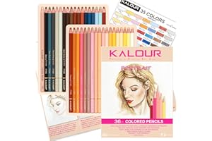 KALOUR PDAS 36 Lápices de Colores Tono Piel Set de Retrato a Base de Aceite Lápices de Dibujo Preafilados para Principiantes Artista Adulto Libro de Colorear Proyecto de Dibujo Boceto