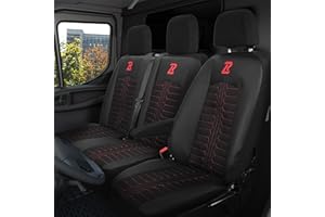 LUCARO Sitzbezüge Auto für Mercedes Sprinter 3 ab 2018 - Sitzbezügesets 1+2 - Auto Sitzbezüge Schwarz rot - Mercedes Sprinter Sitzbezug - Mercedes Sprinter Sitzbezug