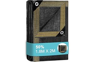 BeGrit Greenhouse Shading Net with Grommets Pergola Sun Shade Cloth 50% Shading Rate UV Resistant Sunblock Shade Netting Sunscreen Fabric for Garden Flower Plant Black(1.8m X 2m)