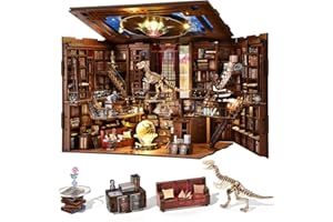 MiniCity Book Nook Kit, DIY Casa de muñecas en Miniatura, Set rincón de Libros, 3D, Rompecabezas de Madera, sujetalibros para Poner en la Biblioteca, decoración con luz LED para Adolescentes y