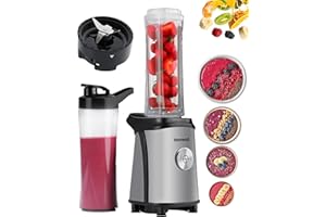 Homend MixFresh Personal Blender for Smoothies with 2 x 600ml BPA-Free Bottles | 350W Portable Smoothie Maker for Shakes, Frozen Fruits, and Vegetables - Compact Design