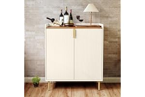 HOLTICO Drinks Cabinet, Wine Cabinet for 9 Bottles Bar Cabinet with Glass Holders Freestanding Wine Rack Sideboard Bar Table Buffet for Living & Dining Room, White