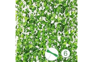 VUCDXOP 6 Pack Artificial Ivy Garland Vines, Artificial Ivy Garlands UV Resistant Green Leaves Vines Plants Hanging Vines Plant Hanging Garland For Wedding Party Room Office Garden Wall Decoration