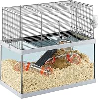 Cage Pour Hamster 2 étages En Acrylique Transparent - 47x30x37 Cm Avec Accessoires (roue, Maison, Biberon…) - Pour Hamster, Gerbille, Souris - 5