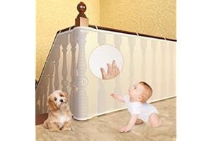 OSKUGLIN Red de Seguridad para niños, 3 Metros Malla de Seguridad para Escaleras, Redes De Protección de Las Escaleras Balcón, Malla Red de Protección para Escaleras para Protección a Niños (Blanco, 3m)