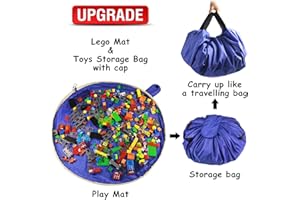 SUMBABO Toy Storage Mat Bag for Lego Play Mat Bag – Portable Toy Storage Container for Kids with Cap Like Travel Bag as Gift