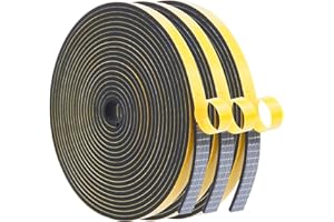 WochiTV Foam Tape Weather Stripping 10mm(W) x 3mm(T), Insulation Soundproofing Strips Tape Gasket Seal for Doors and Window Jamb, Sliding Door Frame, Total 15m (3 Rolls, 5M Long Each)