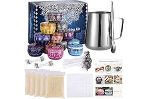 Viesap kit para hacer velas, juego de velas DIY, que incluyen latas, ollas y cucharas, mechas, adhesivos para mechas, soporte para mechas y cera de abejas, adecuado como regalo.