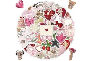 DIWSO 50 Pezzi di Adesivi Ragazze Rosa, Skateboard, Computer, Bottiglie d'acqua, Smartphone, Auto, Skateboard, Casco, Chitarra, Adolescenti, Ragazzi, Ragazze, Adesivi, Impermeabile