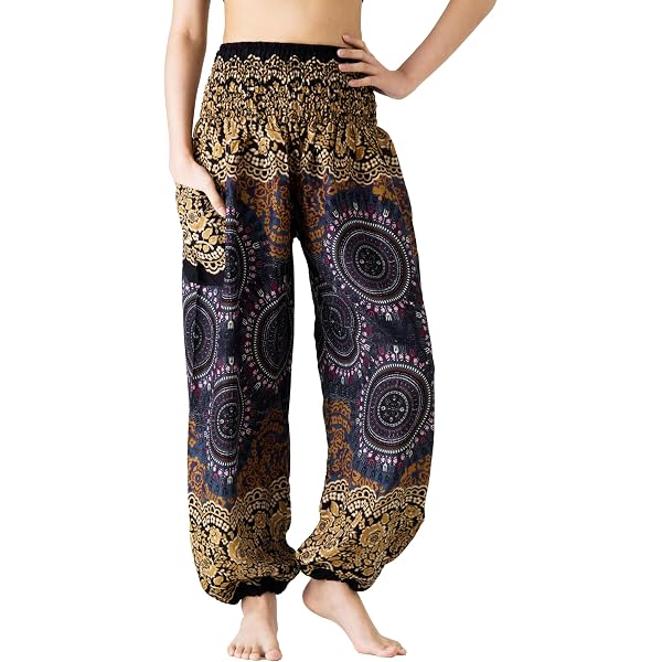 Pantalon Sarouel Ample En Coton Pour Femme - Taille Unique élastique (38-46) | Pour Yoga, Loisirs, Vacances, Style Décontracté