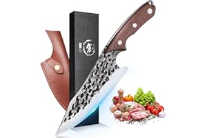 DRAGON RIOT Viking Forgé, Couteau de Cuisine Japonais Professionnel, de Boucher, Polyvalent Couperet, à Légumes, de Chef Avec Boîte-cadeau pour Noël Nouvel