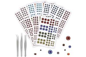 OriGlam Fishing Lure Eyes, Lifelike 2D/3D/4D/5D Fish Eyes, Realistic Fake Eyes Sizes 3/4/5/6/8/10mm, Oval Pupil Fishing Lure Eyes, Fly Tying Crafts DIY Making Kit with Tweezers (1536pcs)