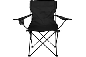 NEXOS TRADING Nexos Angelstuhl Anglerstuhl Faltstuhl Campingstuhl Klappstuhl mit Armlehne und Getränkehalter praktisch robust leicht schwarz