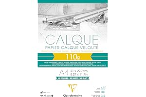 Clairefontaine - Ref 975106C - Tracing Paper Pad (40 Sheets) - A4 Sized, 110g, High Transparency, Smooth Surface, Acid Free, Printable - Suitable for Ink, Marker & Pencil