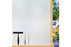 ‎WINDIMILEY Windimiley Fensterfolie Blickdicht Sichtschutzfolie Fenster, Milchglasfolie Selbstklebend Statisch haftend, UV-Schutz Sichtschutz Glasfolie für Heimbüro Badezimmer Küche Matt 44,5 x 200 cm