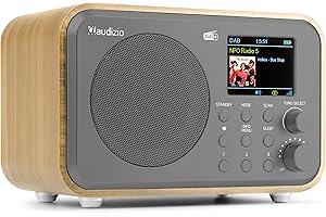Audizio Milan Radio Dab+/FM Portable avec Bluetooth, Écran Couleur 2,4", Batterie Intégrée 2000 mAh, Sortie Casque et Ligne Jack 3,5 mm, Couleur Bambou, Idéale pour la Maison ou en Déplacement