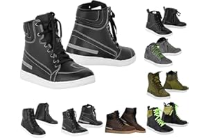 SUPER BIKERS Mens Motorcycle Rider Shoes Non-Slip Motorbike Armoured Boots Ankle Protection Water-resistant Leather Boots Black Color