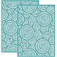 OLYCRAFT 2pcs Silk Screen Printing Stencils Abstract Circles Pattern Self Adhesive Mesh Transfers Stencil Reusable Round Silkscreen Stencils for Printing on Wood T-Shirts Bags - 19.5x14cm