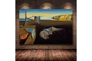 ZMFBHFBH Wall Art Prints Salvador Dali La persistance des horloges de mémoire Peinture surréaliste Toile Affiche Photos Pour Salon 80x110cm (32x43in) Avec Cadre
