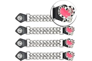 Dream Apparel 4PCS Motorcycle Vest Extenders for Women, Biker Vest Extenders with Faux Leather Ends and Double Chrome Chains