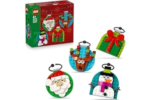 LEGO Verschiedene Christbaumanhänger - 4 Tannenbaum Dekorationen inkl. Weihnachtsmann, Schneemann & Spielzeug Rentier - Bastelset und Geschenk zu Weihnachten für Mädchen & Jungen ab 6 Jahren - 40744