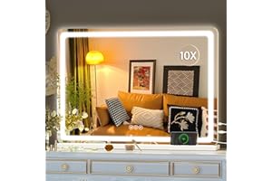 ‎HASIPU Hasipu Kosmetikspiegel mit Licht, 70 x 50cm LED Schminkspiegel, Beleuchteter Schminkspiegel mit dimmbaren 3 Modi, Touchscreen Steuerung Kosmetikspiegel Rund Weiß