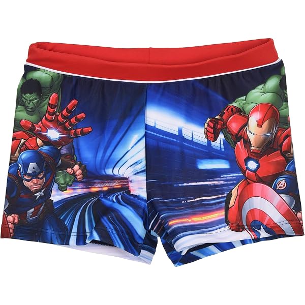 Short De Bain Garçon Marvel Avengers - Motif Iron Man Captain America - Taille 4 à 10 Ans, Maillot Enfant été