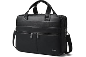 Shrrie Leather Messenger Bag for Men and Women 16 inch Laptop Bag,Water-Resistant Retro Vegan Leather Briefcase for Men,Mens Satchel Bag Crossbody for Office Business Work