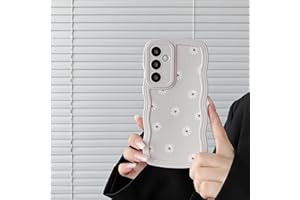 ZTOFERA Płynna silikonowa tylna obudowa do Samsung Galaxy A54 5G, urocza falista ramka stokrotka wzór miękkie etui odporne na wstrząsy osłona zderzaka do Samsung A54 - beżowa