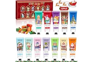 ZQEJEFD Mini Crèmes pour les Mains, 12 Pièces Coffret Crème de Mains, Crème Mains Réparatrice, Beurre de Karite, Rose, Camomille - Idee Cadeau- Coffret Cadeau Noël et d'Anniversairepour Femmes Hommes