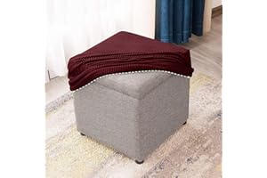uyeoco Copri Pouf Fodera Poggiapiedi Quadrato Copripoggiapiedi Elastico 50x50/40 x 40 Cover Sgabello Copertura Protettiva per Ottomana(N,45x45cm)