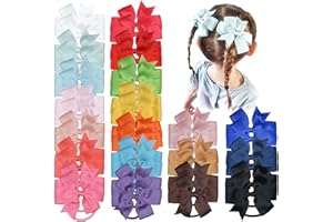 JOYOYO 40 pièces élastiques cheveux filles avec noeuds en ruban taille moyenne 9 cm, noeud cheveux fille chouchou cheveux fille