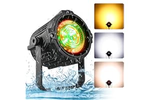 PUZILOZA 100W Wasserdichte LED Par Lichter COB Scheinwerfer Wasch Licht Warmes Weiß-kühles weißes Bühnenlicht dmx512 Sound aktivierte DJ-Lichter für Weihnachtskirche Hochzeitstheater