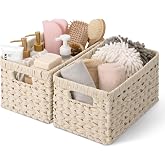 GRANNY SAYS Storage Basket 2 Pack Baskets Large Woven Basket for Bathroom White Basket for Shelf Waterproof Baskets Braided Shelf Baskets with Handles Beautiful Baskets